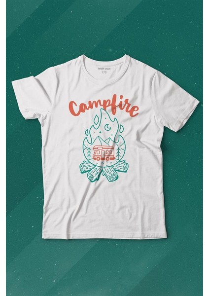 Camping Fire Kamp Ateşi Outdoor Travel Gezgin Baskılı Tişört Çocuk T-Shirt