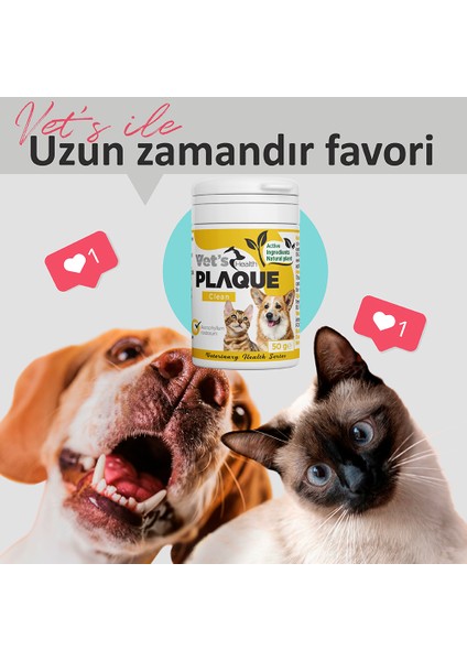Vet’s Health PlaqueClean Kedi ve Köpekler Için Ağız Kokusu ve Diş Taşı Giderici 50g modelleri
