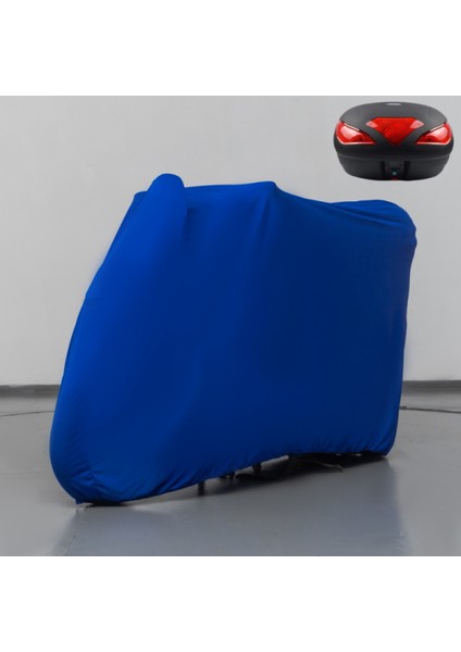 Bisan E-Nysa Elektrikli Çantalı Motosiklet Brandası Mavi Penye Örtü Motor Brandası