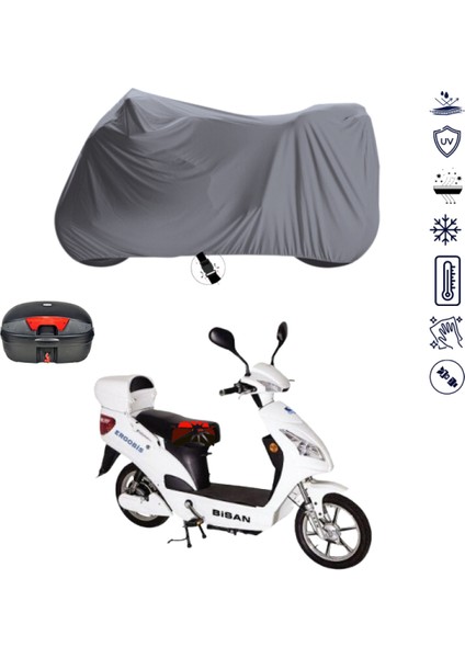 Bisan E-Nysa Elektrikli Çantalı Motosiklet Brandası 4 Mevsim Su Geçirmez Motor Brandası