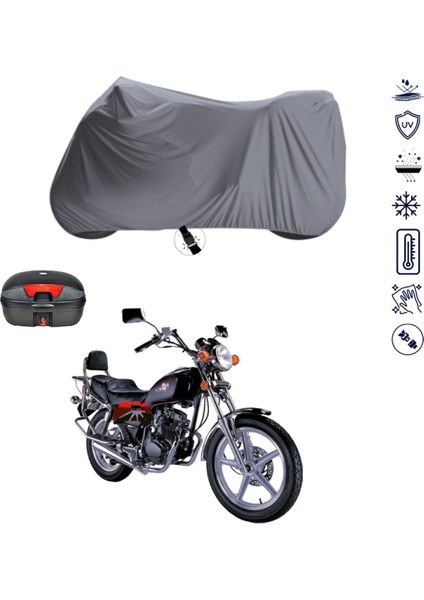 Kanuni Seyhan 150 Çantalı Motosiklet Brandası 4 Mevsim Su Geçirmez Motor Brandası