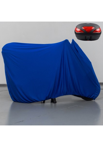 Kanuni Elite 100 Çantalı Motosiklet Brandası Mavi Penye Örtü Motor Brandası