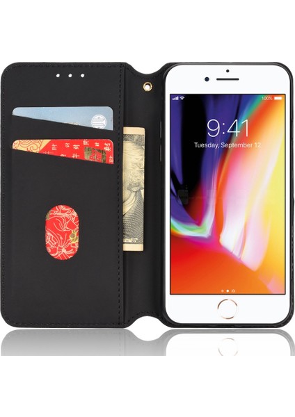 Apple iPhone Se Se Cüzdan Stand Anti-Shock Rhombus Baskılı Deri Kılıf Manyetik Oto (Yurt Dışından)