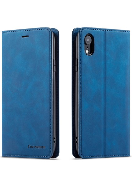 Apple iPhone Xr-Blue Için Ipeksi Dokunmatik Deri Cüzdan Standı Çantası (Yurt Dışından)