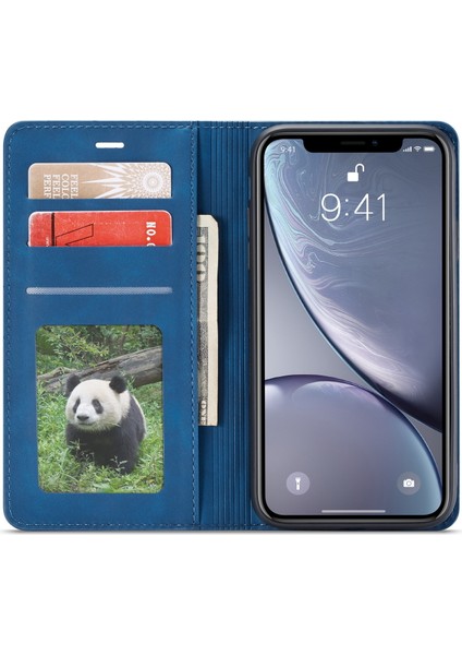 Apple iPhone Xr-Blue Için Ipeksi Dokunmatik Deri Cüzdan Standı Çantası (Yurt Dışından)