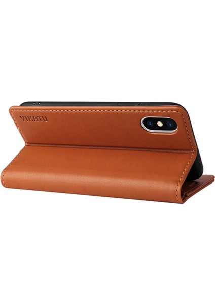 Apple iPhone X/xs Için Telefon Kılıfı Tam Koruma Telefon Cüzdan Kapağı Manyetik Otomatik Absorbed Pu Deri Deri Flip Telefon Kılıfı Stand-Brown (Yurt Dışından) fiyatları