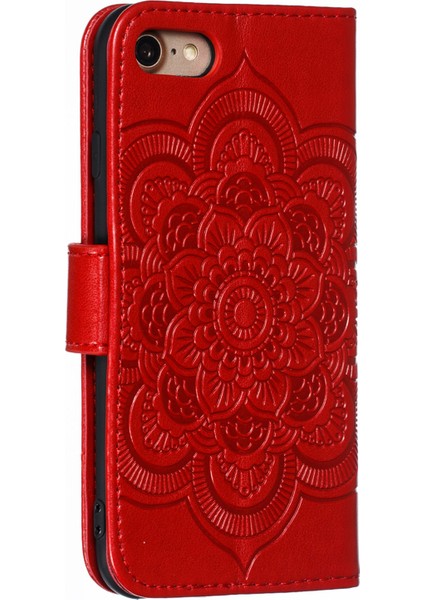 Iphaby Mandala Çiçek Cüzdanı Stand Pu Deri Kılıf Apple iPhone Se-Red (Yurt Dışından) fırsatları