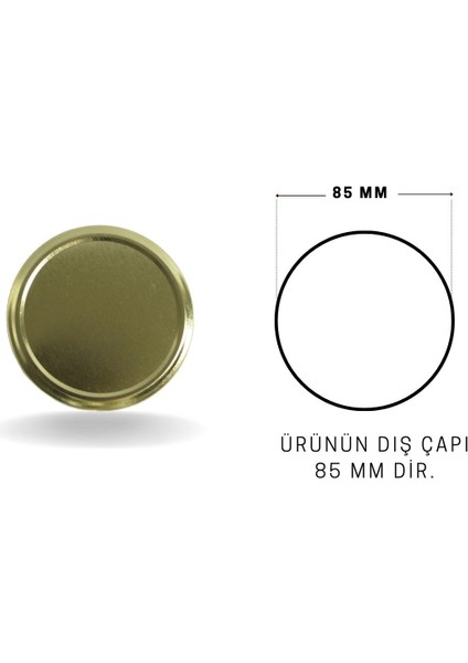 Gold Altın Sarısı Cam Kavanoz Kapağı 20 Adet 82 mm modelleri
