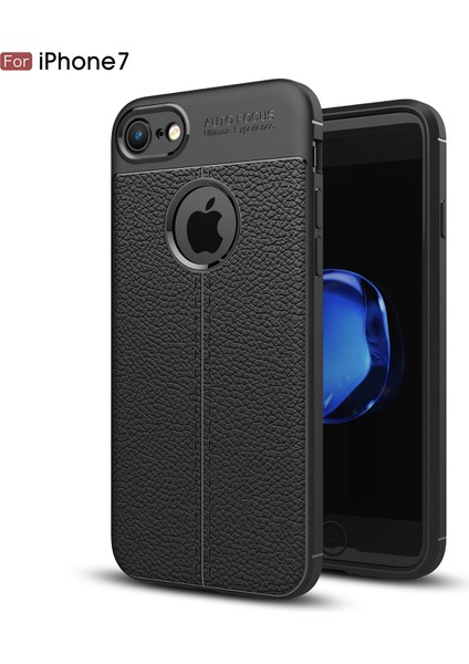 Apple iPhone 8/7-Black Için Litchi Grain Yumuşak Tpu Cep Telefonu Kapağı (Yurt Dışından)