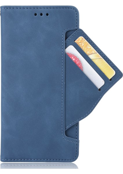 Deri Cüzdan Stand Telefon Kapağı Kılıfı Apple iPhone Xs Maks-Blue Için Birden Fazla Kart Yuvası (Yurt Dışından)