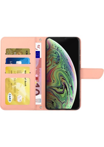 Apple iPhone Xs Için Max Telefon Kılıfı Cilt Touch Deri Kapak Baskı Kelebekleri Çiçek Desen Cüzdan Stand Telefon Kılıfı Omuz Kayışı Pembe (Yurt Dışından) fiyatları