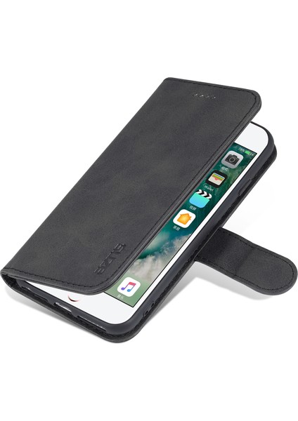 Pu Deri Telefon Kapağı Cüzdan Kılıfı Stand Tasarımı Apple iPhone Se-Black (Yurt Dışından)