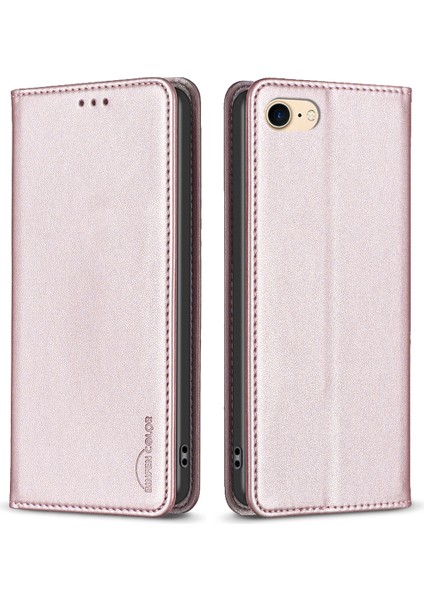 Apple iPhone 6 6s Pu Deri Kart Yuvası Telefon Kılıfı Stand Manyetik Telefon Kapak Çizgi Altın (Yurt Dışından)