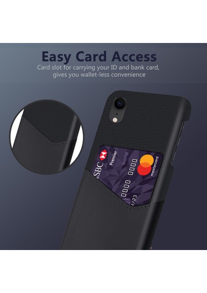 Ksq Pc+Pu+Cloth Hibrid Telefon Apple iPhone Xr-Black Için Kart Yuvası ile Geri Kapak Kabuğu (Yurt Dışından)