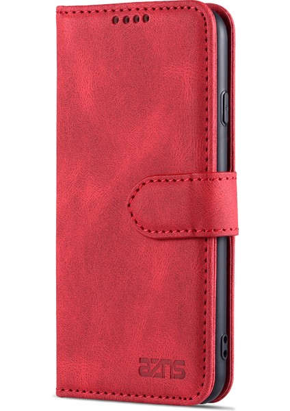 Şok Emilen Deri Telefon Kapağı+Yumuşak Tpu Iç Kabuk Cüzdan Stand Kılıfı Apple iPhone Se -Red (Yurt Dışından)