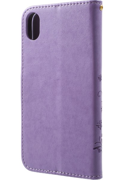 Kelebek Çiçek Standı Cüzdan Pu Deri Kılıf Aksesuarı Apple iPhone Xr-I-Light Mor Için (Yurt Dışından)