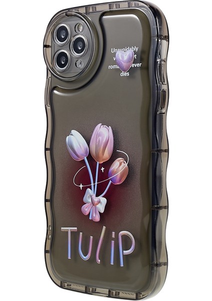 Apple iPhone 11 Pro Max Desen Basılı Dalga Şeklinde Kenar Kılıf Önleyici Yumuşak Tpu Iyi Korunmuş Telefon Kapağı/lale (Yurt Dışından)