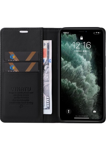 Apple iPhone 11 Pro Için Manyetik Kapatma Telefon Kılıfı, Tam Koruma Telefon Kapağı Flip Deri Cüzdan Standı (Yurt Dışından)