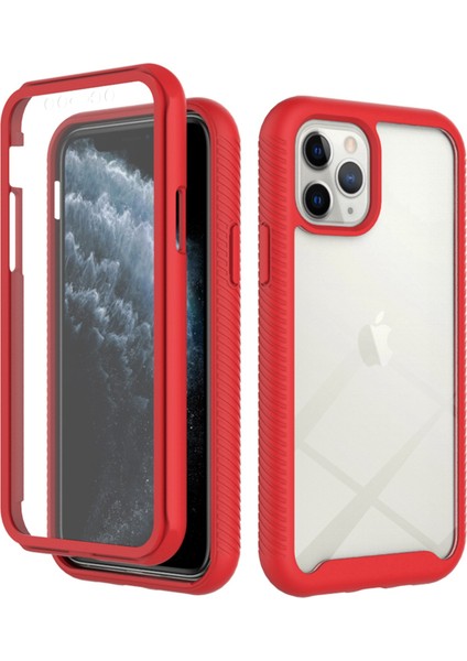 Apple iPhone 11 Pro Hard Pc+Yumuşak Tpu Hibrid Kapak Pet Ekranı Koruyucu-Kırmızılı Anti Drop Anti Tele Kılıfı (Yurt Dışından)