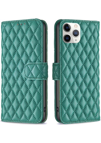 Apple iPhone 11 Için Pro Max Baskılı Rhombus Desen Pu Deri Cüzdan Kılıfı Ayarlanabilir Stand Mat Koruyucu Telefon Kabuğu (Yurt Dışından)
