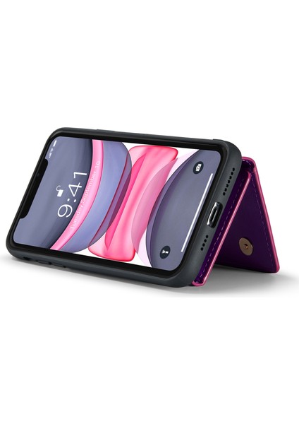 Apple iPhone 11 Fermuar Cep Manyetik Çıkarılabilir 2-1 Arada Çıkarılabilir 2-1 Bir Arada Sıkıştırılabilir Pu Deri Kaplamalı Pc+Tpu Kickstand Cüzdan Kılıfı (Yurt Dışından) fırsatları