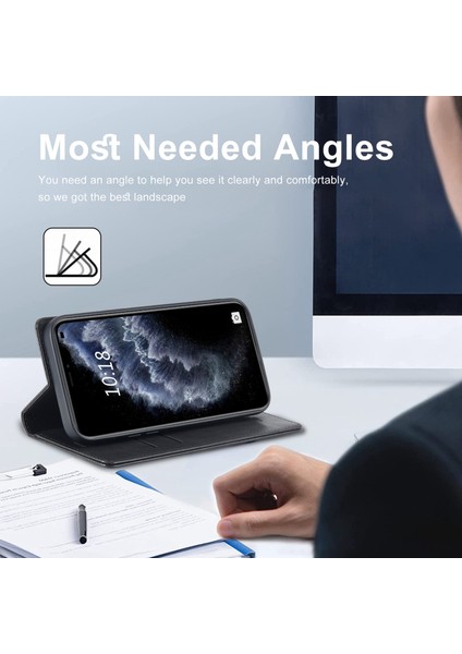 Apple iPhone 11 Pro, Rfıd Engelleme Manyetik Otomatik Kapanış Telefon Kapağı Anti Drop Telefon Kapağı Telefon Flip Deri Cüzdan Kılıfı Stand (Yurt Dışından) fırsatları