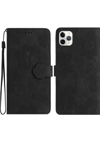 Apple iPhone 11 Pro Flowers Için Drain Flip Stand Telefon Kılıfı Pu Deri Cüzdan Şok Geçirmez Kapak Black (Yurt Dışından) fiyatları