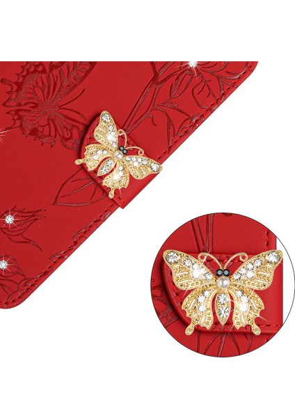 Rhinestone Dekoru Pu Deri Kapağı Apple iPhone 11 Butterflys Için Baskılı Stand Cüzdan Cilt Touch Telefon Kılıfı Omuz Kayışı (Yurt Dışından) modelleri