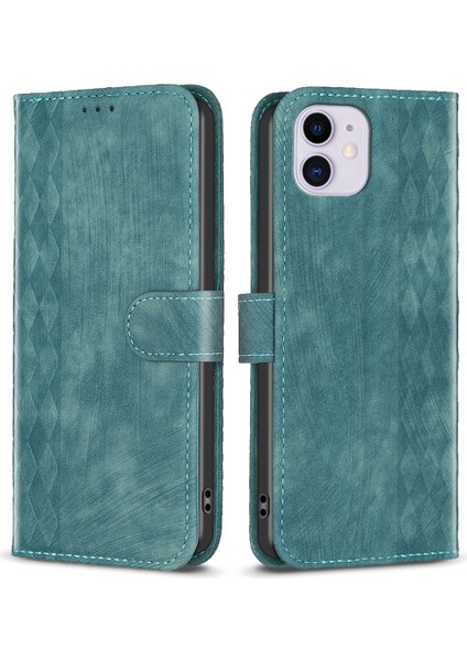 Apple iPhone 11 Için Pu Deri Kapağı, Yumru Kanıtı Baskılı Desen Cüzdan Standı Telefon Flip Vaka Yeşili (Yurt Dışından)