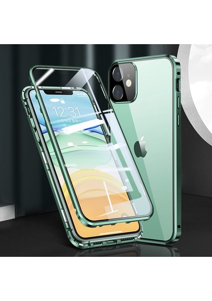 Apple iPhone 11 Için Muti-Color Anti-Cratch Manyetik Kurulum Metal Çerçeve+Temperli Cam Tam Kaplama Telefon Kapağı (Yurt Dışından) modelleri