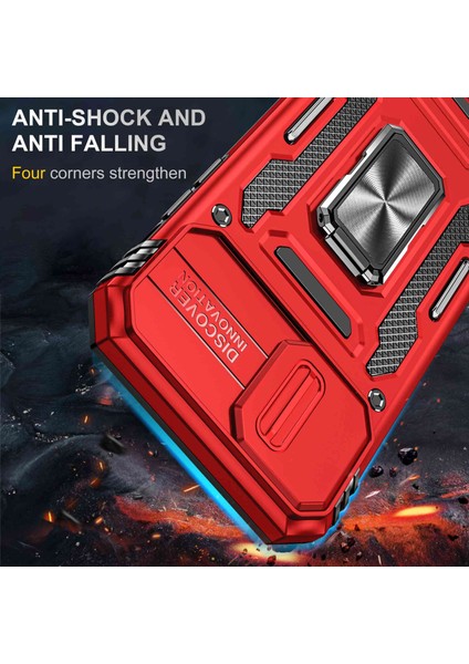 Apple iPhone 11 Için Zırh Anti-Çizik Telefon Kasası Kickstand Pc+Tpu Koruyucu Arka Kapak Slayt Kamera Kapağı (Yurt Dışından)