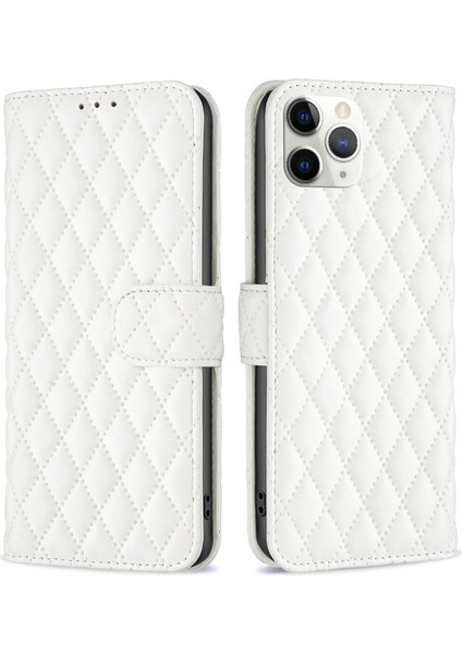 Apple iPhone 11 Pro Cüzdan Kapağı Için, Basılı Eşkenar Eşyalar Standı Şok Geçirmez Mat Pu Deri Vaka-Beyaz (Yurt Dışından)