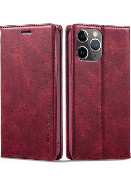Apple iPhone 11 Pro Max Için Cep Telefonu Kapağı, Rfıd Engelleme Manyetik Otomatik Kapanış Pu Deri Telefon Cüzdan Kılıfı Stand (Yurt Dışından)
