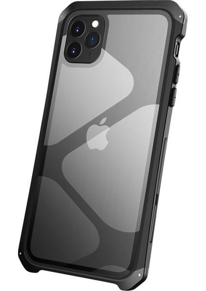 Apple iPhone 11 Pro Temperli Cam Panel Kılıfı 3 Parçalı Tasarım Şok Geçirmez Metal Çerçeve Telefon Kapağı (Yurt Dışından)
