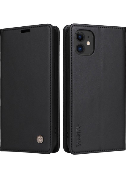 Apple iPhone 11 Manyetik Otomatik Kapanış Pu Deri Tpu Damla Geçirmez Folio Flip Case-Black Için Stand Cüzdan Kılıfı (Yurt Dışından)