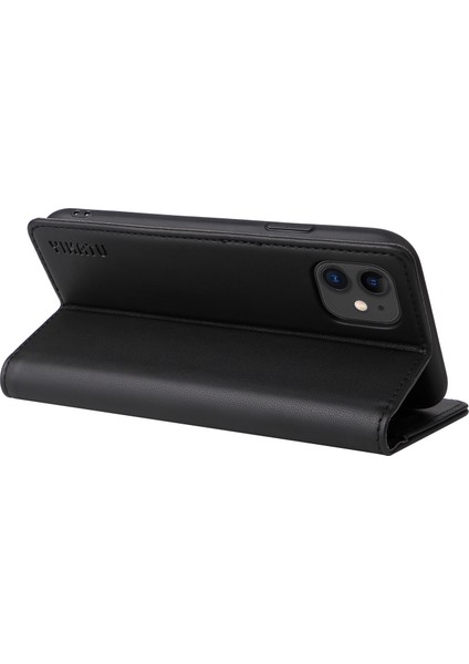 Apple iPhone 11 Manyetik Otomatik Kapanış Pu Deri Tpu Damla Geçirmez Folio Flip Case-Black Için Stand Cüzdan Kılıfı (Yurt Dışından)