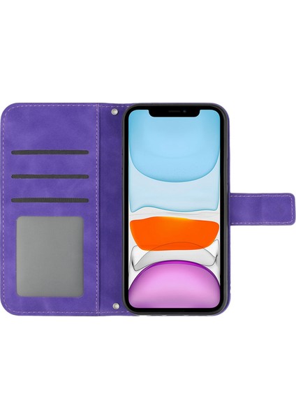 Apple iPhone 11 Için HT04 Pu Deri Için Baskılı Bağlanmak Sağlarger Droaf Droaf Telefon Kılıfı Cilt Touch Cüzdan Stand Koruyucu Omuz Kayışı (Yurt Dışından)