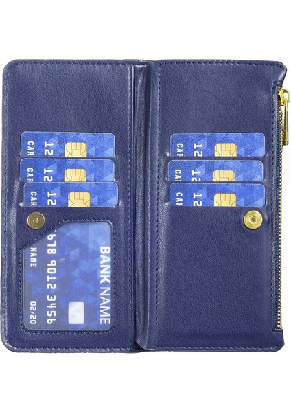 Apple iPhone 11 Için Baskılı Eşkenar Dörtgen Desen Fermuar Cep Tasarım Kapağı Standı Işlevi Folio Flip Mat Pu Deri Telefon Kasası Cüzdan (Yurt Dışından)