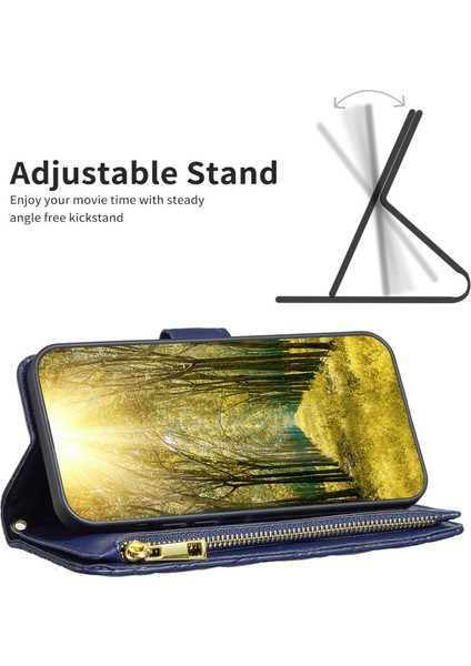 Apple iPhone 11 Için Pro Max Zipper Cep Pu Deri Stand Cüzdan Telefon Kılıfı Desresit Rhombus Desen Mat Kapak (Yurt Dışından)