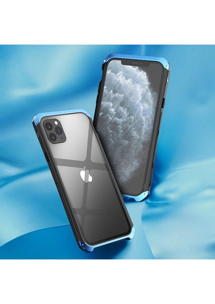 Apple iPhone 11 Için Pro Max Drop Koruma 3 Parçalı Tasarım Cep Telefon Kılıfları Metal+Temperli Cam Hibrit Arka Kapak Yeşil (Yurt Dışından)