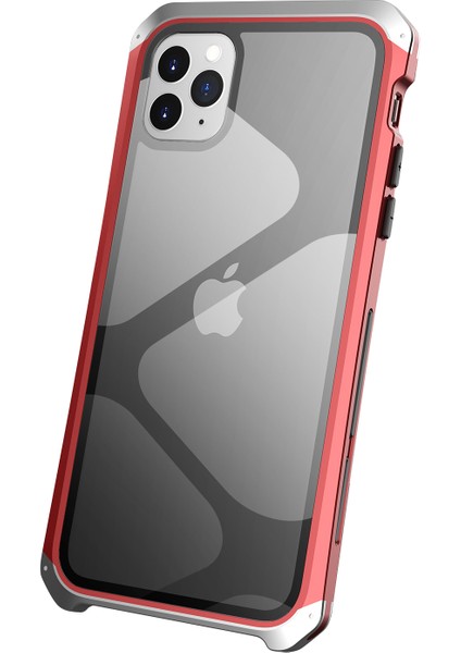 Apple iPhone 11 Için Pro Max Drop Koruma 3 Parçalı Tasarım Cep Telefon Kılıfları Metal+Temperli Cam Hibrit Arka Kapak Gümüş (Yurt Dışından)
