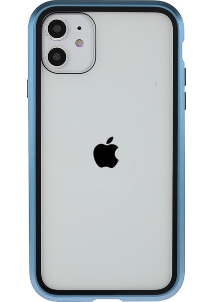Apple iPhone 11 Anti-Peeping Manyetik Kılıf Için Çift Taraflı Temperli Cam+Mıknatıs Emilim Metal Tampon Çerçevesi Tam Vücut Koruma Kapağı (Yurt Dışından)