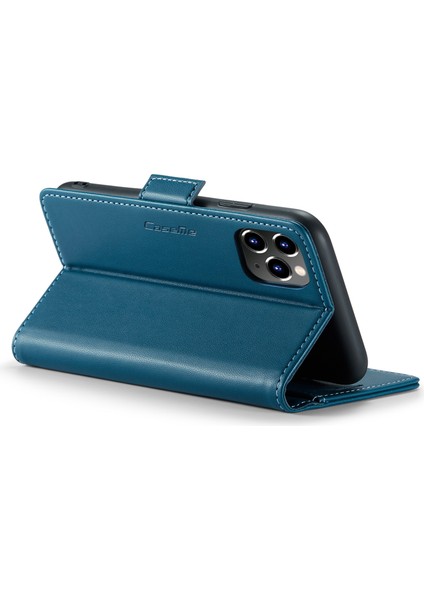 Apple iPhone 11 Pro Max Case Anti-Drop Pu Deri Kapak Rfıd Engelleme Cüzdan Telefon Kabuk Mavisi (Yurt Dışından)