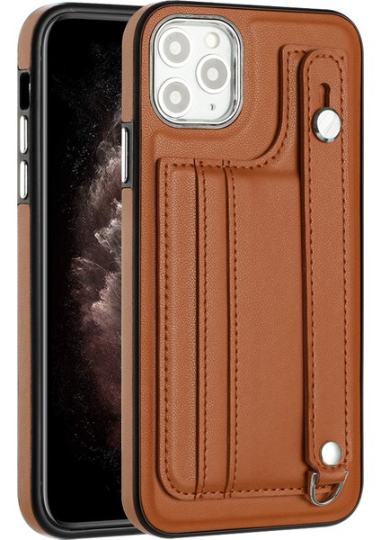 Apple iPhone 11 Pro Maks Yb Deri Kaplama Serisi-5 Tpu Kart Yuvaları ile Koruyucu Kapak Için Koruyucu Telefon Kılıfı (Yurt Dışından)