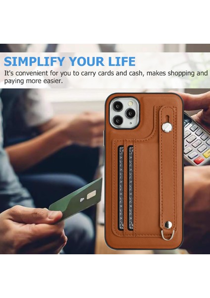 Apple iPhone 11 Pro Maks Yb Deri Kaplama Serisi-5 Tpu Kart Yuvaları ile Koruyucu Kapak Için Koruyucu Telefon Kılıfı (Yurt Dışından)