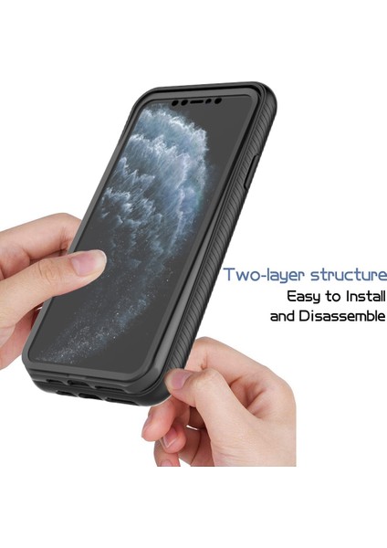 Apple iPhone 11 Için Max 3'ü 1 Arada Şok Geçirmez Telefon Kasası Pc Geri+Tpu Çerçevesi+Pet Ekran Koruyucu Hibrid Kapak (Yurt Dışından)
