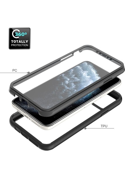 Apple iPhone 11 Için Max 3'ü 1 Arada Şok Geçirmez Telefon Kasası Pc Geri+Tpu Çerçevesi+Pet Ekran Koruyucu Hibrid Kapak (Yurt Dışından)