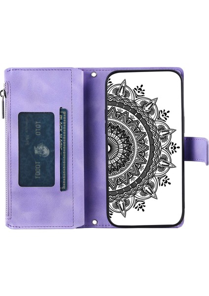 Mandala, Apple iPhone 11 Pro, Fermuar Cep Cüzdanı Için Baskılı Telefon Kılıfı Çoklu Kart Yuvası Stand Tam Koruma Pu Deri Telefon Kapağı Kayışlı (Yurt Dışından)