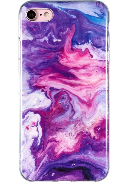 Apple iPhone Se Şık Mermer Desen Imd Telefon Kılıfı Önleme Önleyici Yumuşak Tpu Kapak-Kırmızı (Yurt Dışından)