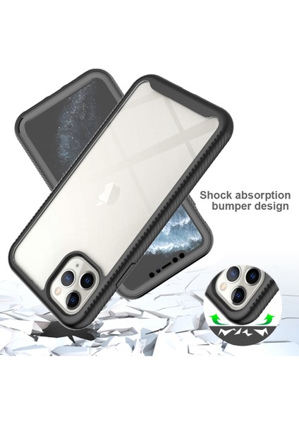 Apple iPhone 11 Için Max 3'ü 1 Arada Şok Geçirmez Telefon Kasası Pc Geri+Tpu Çerçeve+Pet Ekran Koruyucu Hibrid Kapak-Dark Mavi (Yurt Dışından)